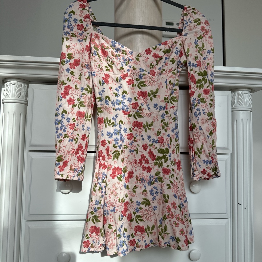 Reformation Pink Floral Square-Neck Mini Dress - Picture 10 of 11